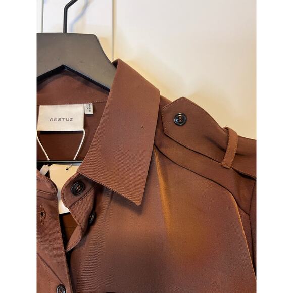 Gestuz Brown Button-Up Shirt, Size 36 - Picture 5 of 9